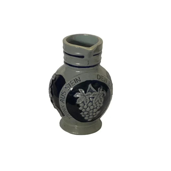 1 Liter Wine Pitcher German Glazed Blue Gray Trink Aus Stein Den Edlen Wein VGUC - Picture 2 of 14